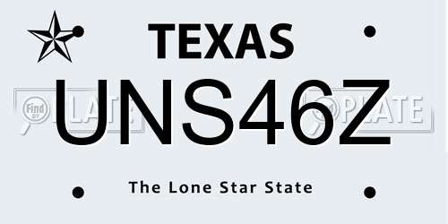 UNS46Z Texas License Plate