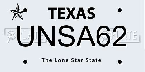UNSA62 Texas License Plate