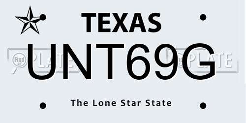 UNT69G Texas License Plate