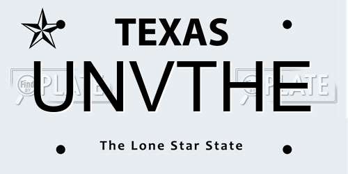 UNVTHE Texas License Plate