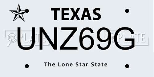 UNZ69G Texas License Plate