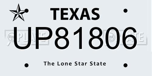 UP81806 Texas License Plate