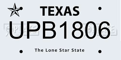 UPB1806 Texas License Plate