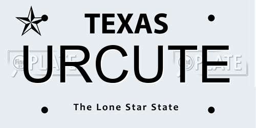 URCUTE Texas License Plate