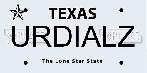 URDIALZ Texas License Plate