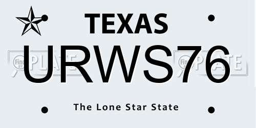 URWS76 Texas License Plate