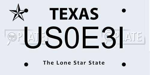 US0E3I Texas License Plate