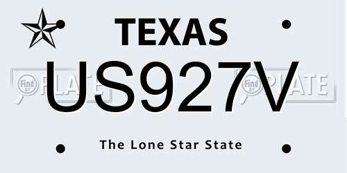 US927V Texas License Plate