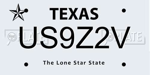 US9Z2V Texas License Plate