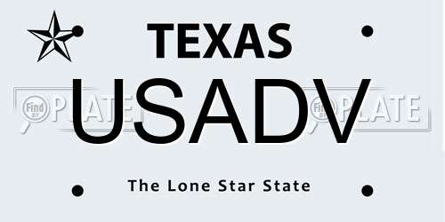 USADV Texas License Plate