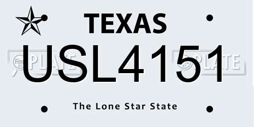 USL4151 Texas License Plate
