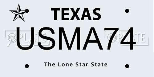 USMA74 Texas License Plate
