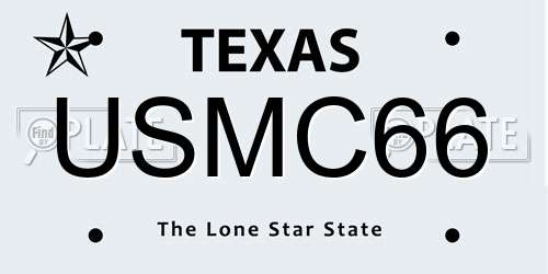 USMC66 Texas License Plate
