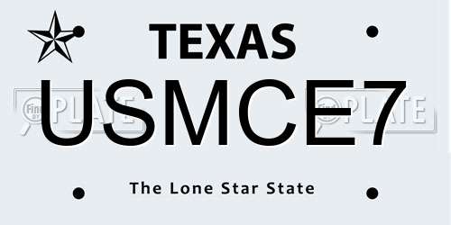 USMCE7 Texas License Plate