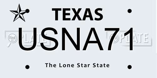 USNA71 Texas License Plate