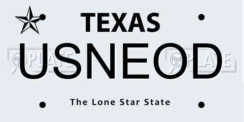USNEOD Texas License Plate