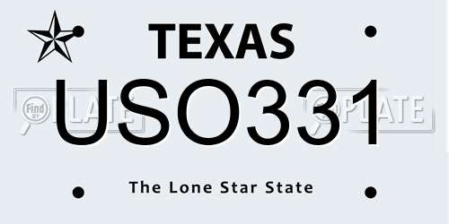USO331 Texas License Plate
