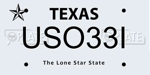 USO33I Texas License Plate