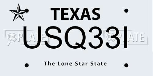 USQ33I Texas License Plate