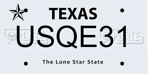 USQE31 Texas License Plate