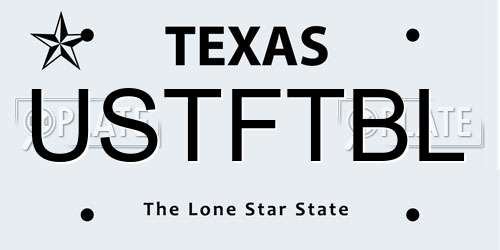 USTFTBL Texas License Plate