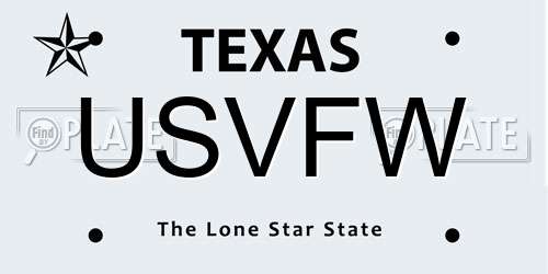 USVFW Texas License Plate