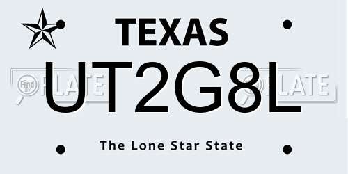 UT2G8L Texas License Plate