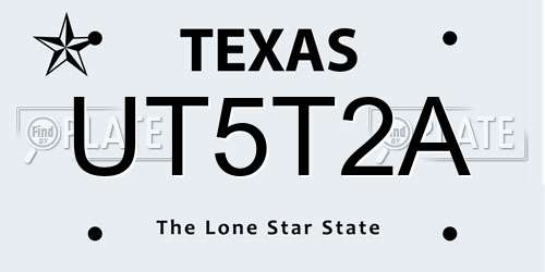 UT5T2A Texas License Plate