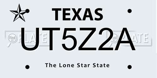 UT5Z2A Texas License Plate