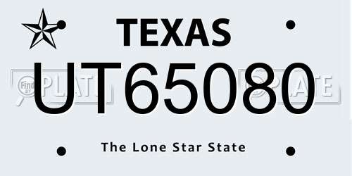UT65080 Texas License Plate