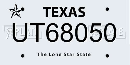 UT68050 Texas License Plate
