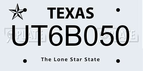 UT6B050 Texas License Plate