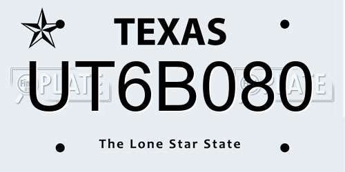 UT6B080 Texas License Plate