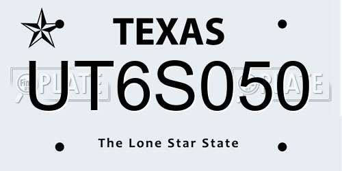 UT6S050 Texas License Plate