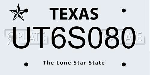 UT6S080 Texas License Plate