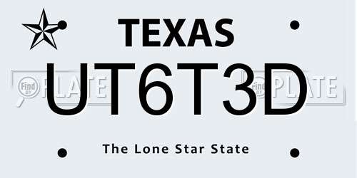 UT6T3D Texas License Plate