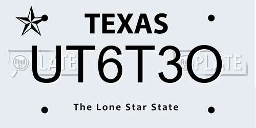 UT6T3O Texas License Plate