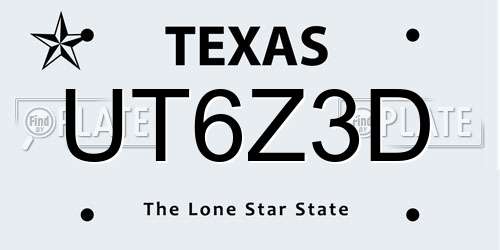 UT6Z3D Texas License Plate