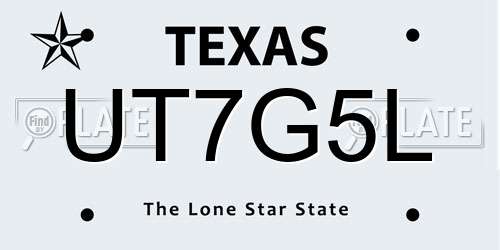 UT7G5L Texas License Plate