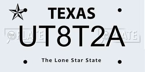 UT8T2A Texas License Plate