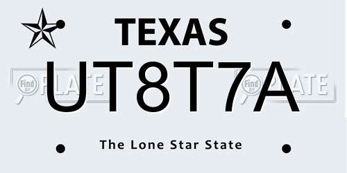 UT8T7A Texas License Plate