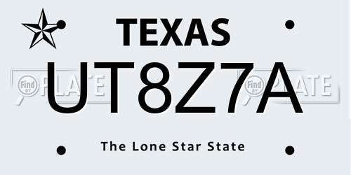 UT8Z7A Texas License Plate