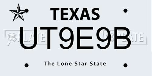 UT9E9B Texas License Plate