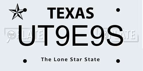 UT9E9S Texas License Plate