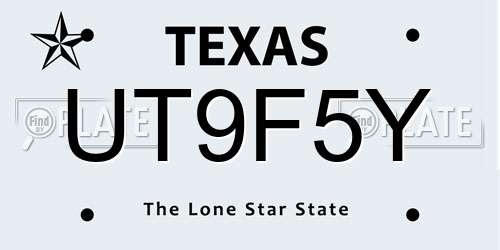 UT9F5Y Texas License Plate