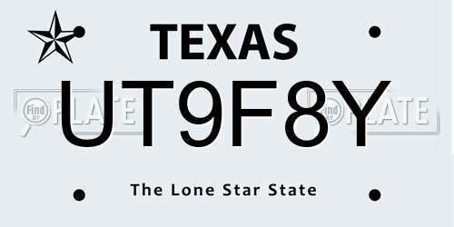 UT9F8Y Texas License Plate
