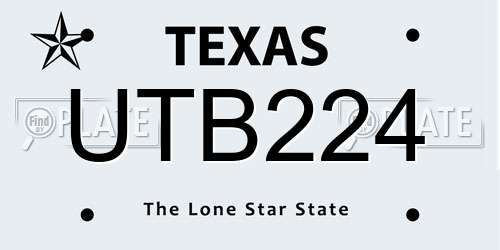 UTB224 Texas License Plate