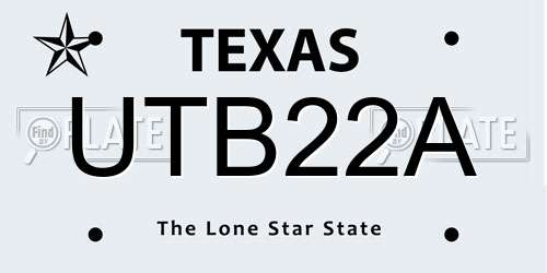 UTB22A Texas License Plate