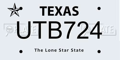UTB724 Texas License Plate