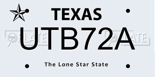 UTB72A Texas License Plate